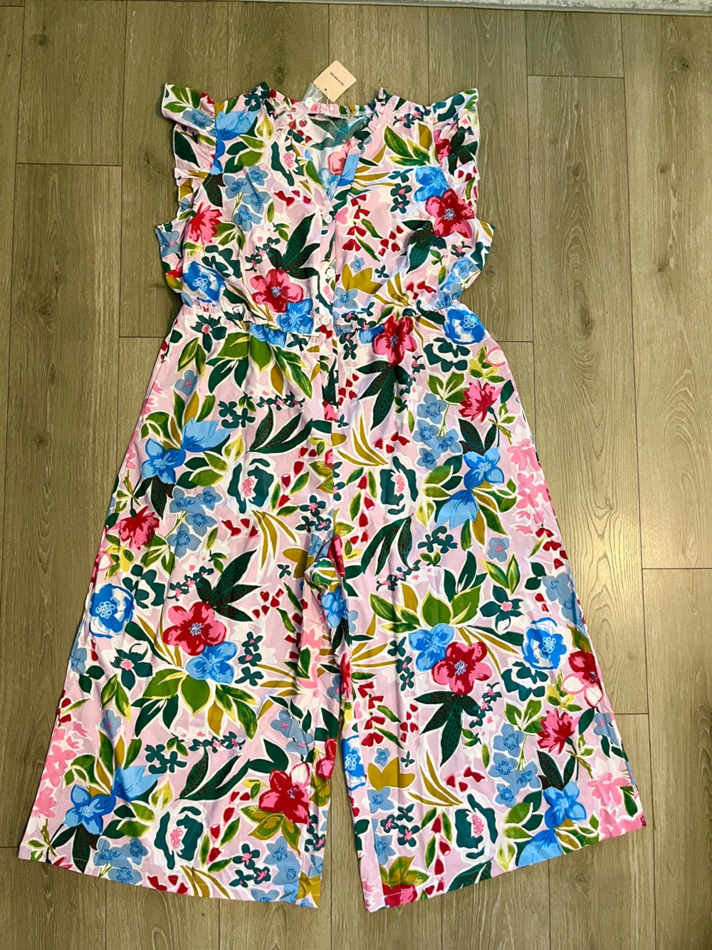 NWT BloomChic Pink Floral Jumpsuit with Blue and Green Accents Size 22/24